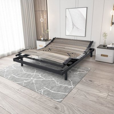 SOMEO Sommier &eacute;lectrique de relaxation gris extra plat 140x190