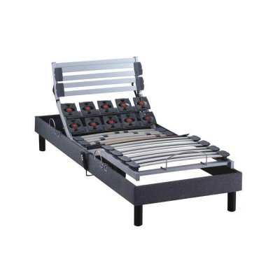 SOMEO Sommier &eacute;lectrique de relaxation lattes plots tissu anthracite 70x190