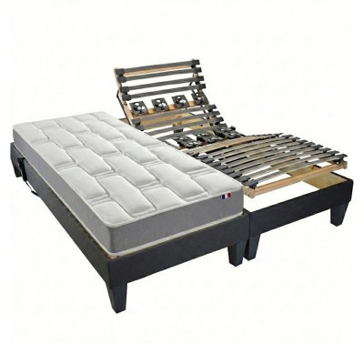 SELENIA Sommier &eacute;lectrique et matelas m&eacute;moire forme 2x80x200