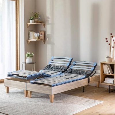 SOMEO Sommier &eacute;lectrique TPR 50 d&eacute;cor ch&ecirc;ne clair 80x200 