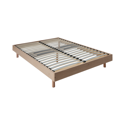 EBAC Sommier + jeu de pieds 160x200 Decokit 2x19 lattes Ch&ecirc;ne Clair