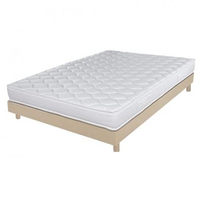 EBAC LITERIE Sommier + Pieds + Matelas Ch&ecirc;ne Clair DecoKit 160x200