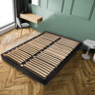 LE QUAI DES AFFAIRES Sommier sur pied somkit 140x190 / Noir/ 188x139x29