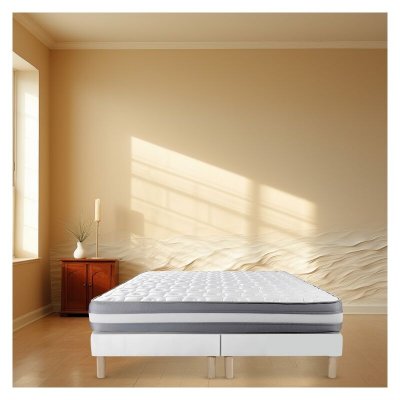 BYSOMMIFLEX Sommier tapissier 180x200cm (90x200x2) blanc