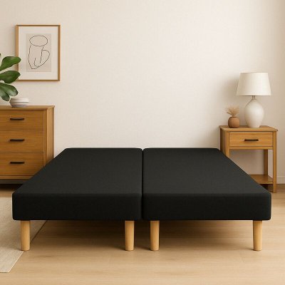 BYSOMMIFLEX Sommier tapissier 2x80x200 noir (160x200) fabrique en france + pieds