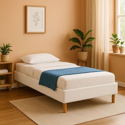 KING OF DREAMS Sommier Tapissier 70x190 + Pieds en 18 cm - 13 Lattes - Montage Rapide et Facile - Blanc