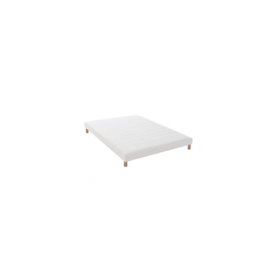 I D LITERIE Sommier tapissier a lattes blanc + pieds - made in france - 140x190cm