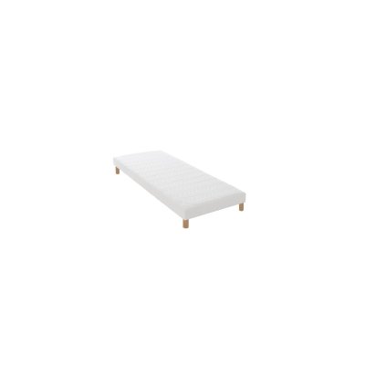 IDLITERIE Sommier tapissier a lattes blanc + pieds - made in france - 90x200cm