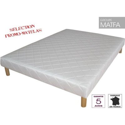 PROMO MATELAS Sommier tapissier &agrave; ressorts 160 x 200 + jeu de 4 pieds offerts: