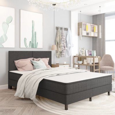 VIDAXL Sommier tapissier Gris fonc&eacute; Tissu 140x200 cm