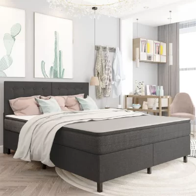 VIDAXL Sommier tapissier Gris fonc&eacute; Tissu 160x200 cm