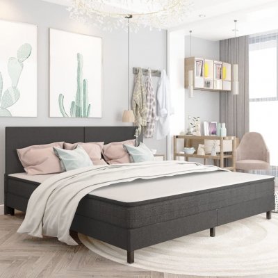 VIDAXL Sommier tapissier Gris fonc&eacute; Tissu 200x200 cm