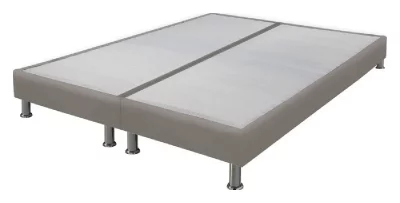 EBAC Sommier tapissier + jeu de pieds 70+70x190 Omega simili Taupe 2x16 lattes