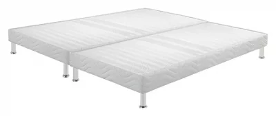 EBAC Sommier tapissier + jeu de pieds 80+80x200 Omega blanc 2x17 lattes