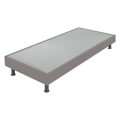 EBAC LITERIE Sommier tapissier + jeu de pieds 80x200 Omega simili taupe 18 lattes