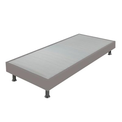 EBAC Sommier tapissier + jeu de pieds 90x190 Omega simili taupe 18 lattes