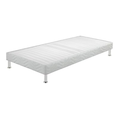 EBAC LITERIE Sommier tapissier + jeu de pieds 90x200 Omega blanc 18 lattes