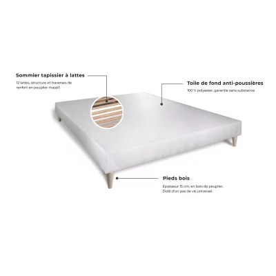 PRESTIGE LITERIE Sommier Tapissier  - Blanc 140x200 cm