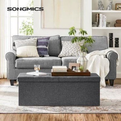 SONGMICS Banc rangement 120L gris fonc&eacute;