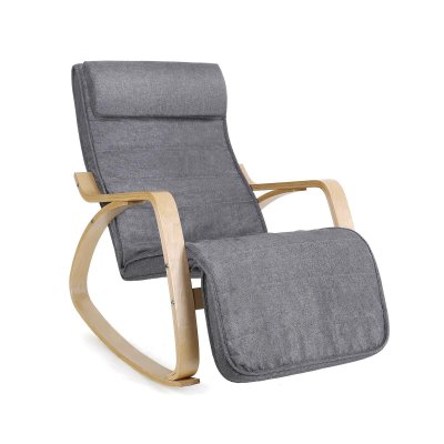 SONGMICS  Fauteuil &agrave; bascule r&eacute;glable sur 5 niveaux, Gris