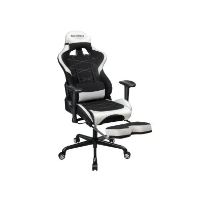 SONGMICS  Fauteuil gamer avec repose-pieds, Noir et Blanc