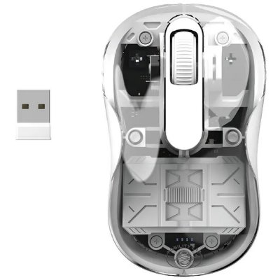 MOBILITY LAB Souris - 2x Bluetooth + r&eacute;cepteur USB 24 GHz -  - PHANTOM - Blanc et transparent