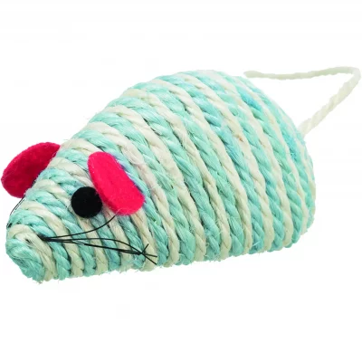 TRIXIE Souris en corde sisal avec herbe &agrave; chat 10 cm 