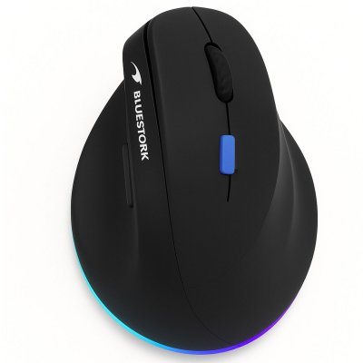 BLUESTORK Souris Ergonomique Droitier - 2.4g+bt - Button Bleu 4800 Dpi - Noir