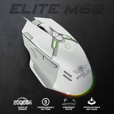 SPIRIT OF GAMER Souris filaire gaming RGB  Elite M60 Artic - Neuf