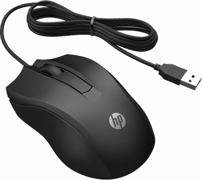 HP Souris filaire  100 Noire, Forme galbee qui epouse la courbe naturelle de la m