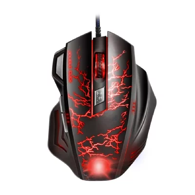 YONIS Souris Gamer Pc Filaire USB 3200 Dpi Ordinateur Lumi&egrave;re LED Bleu 7 Boutons Noir -