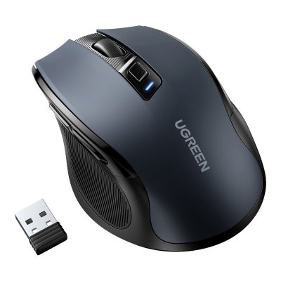 UGREEN Souris PC  MU006 Ergonomic - Ss fil/Bluetooth/USB/2.4GHz/Noir 