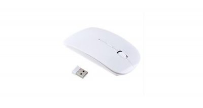GENERIQUE Souris pour MAC USB Sans Fil Ultra Plate Universelle Capteur Optique 3 Boutons Ordinateur (BLANC)