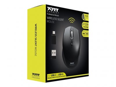 PORT DESIGNS Souris Pro Silencieuse Sans Fil Noire - Port Connect