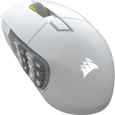 CORSAIR Souris sans fil  33 000 DPI, 16 boutons, curseur de touches RGB, batterie 150 h, blanche