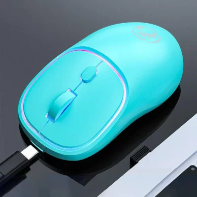 YONIS Souris Sans Fil Silencieuse Rechargeable 1600 DPI Rose Pour PC Et Mac Bleu 
