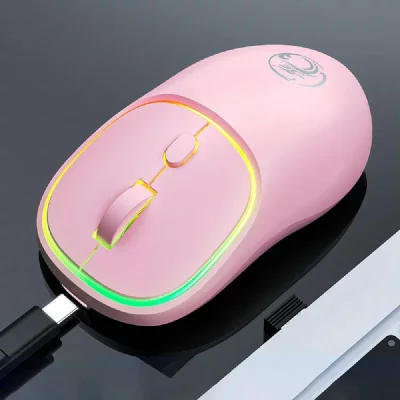 YONIS Souris Sans Fil Silencieuse Rechargeable 1600 Dpi Rose Pour Pc Et Mac Rose 2 