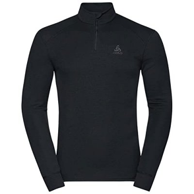 ODLO Sous V&ecirc;tements Thermiques Chaud  Warm Noir 1/2 Zip Ml Tee Noir