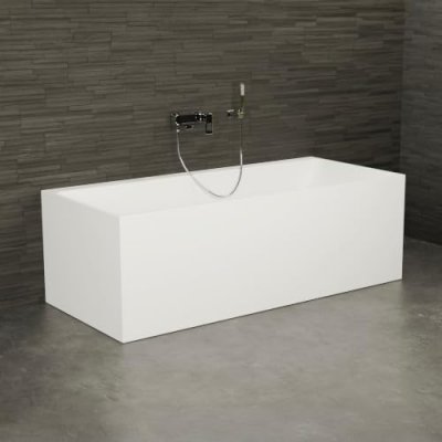 Spalina - Baignoire semi-&icirc;lot Murale cobalt L.170 x l.75 cm, by Blanc