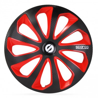 SPARCO  Enjoliveurs Sicilia 16 pouces ABS noir / rouge lot de 4