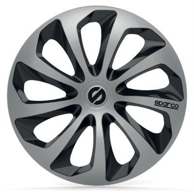 SPARCO  SPC1473SVBK Enjoliveur Sicilia, Argent/Noir, Set de 4, 14