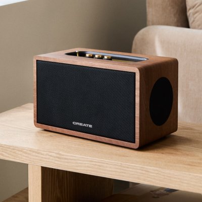 CREATE Speaker Retro Wood - Enceinte Portable 55w Avec Bluetooth, Usb Et Aux