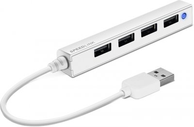 SPEEDLINK  SNAPPY Slim USB Hub, 4-Port, USB 2.0, Passif, Blanc
