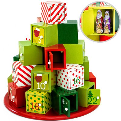 DEUBA Spielwerk Calendrier de l'Avent en bois - Vert Rouge