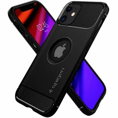 SPIGEN SGP Spigen Rugged Armor Coque pour iPhone 12 et iPhone 12 Pro - Noir Mat