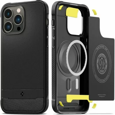 SPIGEN SGP Spigen Rugged Armor Magfit Coque pour iPhone 14 Pro MagSafe - Noir Mat