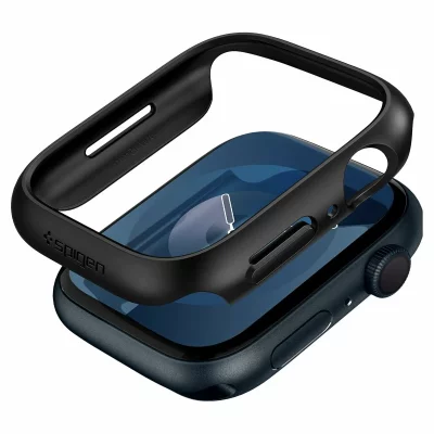 SPIGEN SGP Spigen Thin Fit Coque Compatible avec Apple Watch S&eacute;rie 9 8 7 45mm - Noir