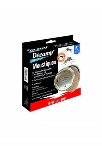 DECAMP Spirales anti-moustiques avec soucoupe  &agrave; cendres design