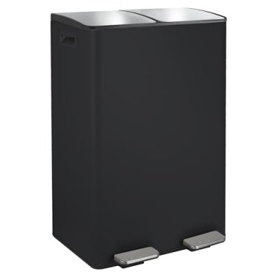 SPIRELLA  Poubelle &agrave; p&eacute;dale Tri S&eacute;lectif Acier ALIYA 60L (2x30L) Noir Mat