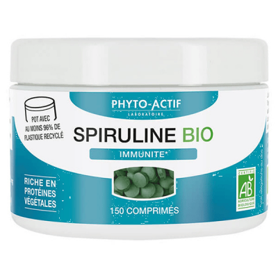 PHYTO ACTIF Spiruline bio 100% naturelle Immunit&eacute; Fatigue 150 Phyto-Actif